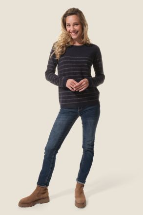 Дамски пуловер с метални райета от прежда Mosaline