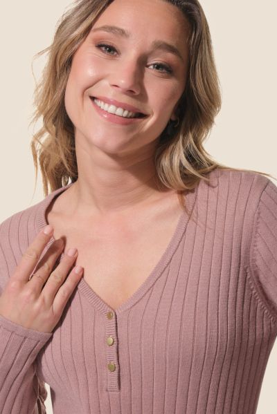 Дамски пуловер с V-образно деколте Flavie